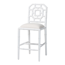 bali & pari Boone Counter Stool with Chinoiserie Design, White